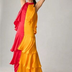 Anthropologie Color-Block Stunning Maxi Dress
